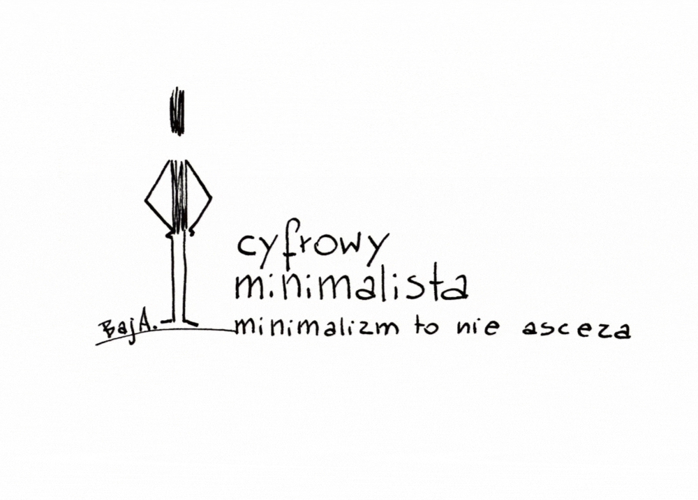 Ręczny szkic Cyfrowy Minimalista z hasłem minimalizm to nie asceza
